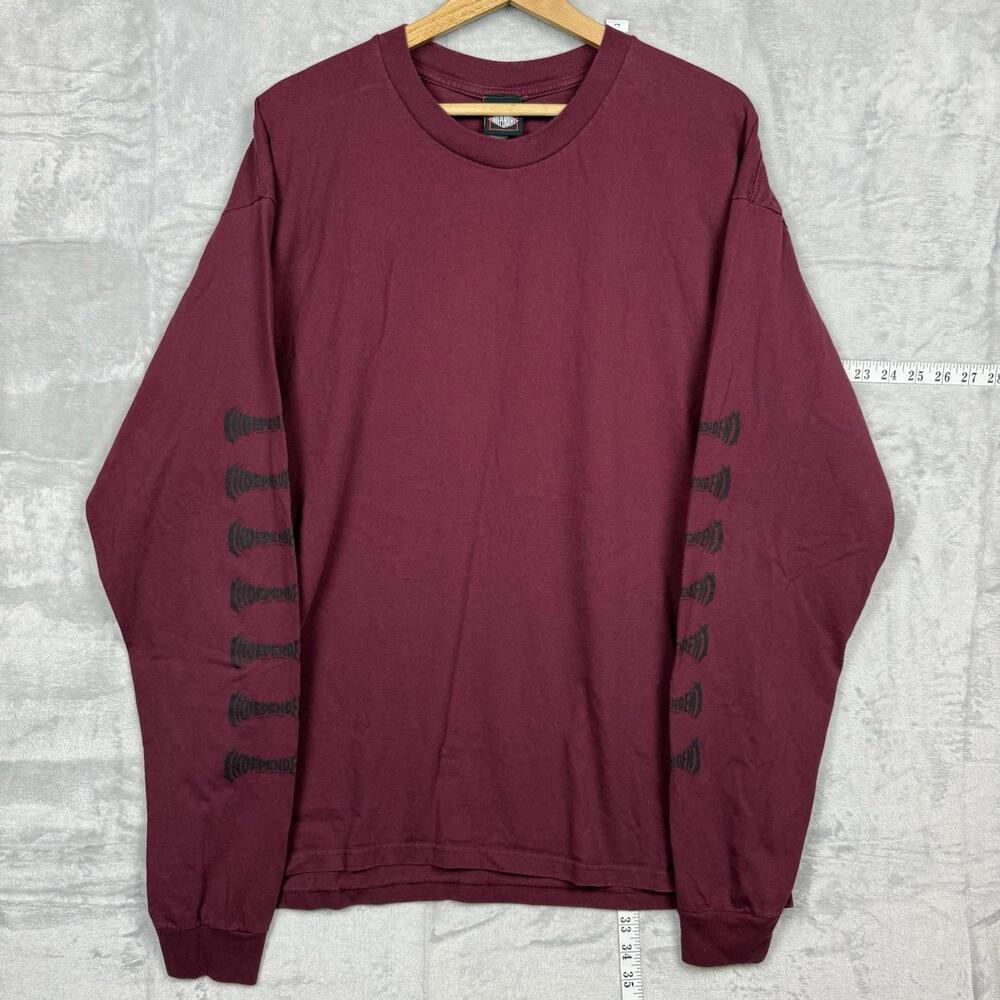 Independent Truck Company Long Sleeve Shirt Adult Size 2XL Maroon Y2K Logo Print